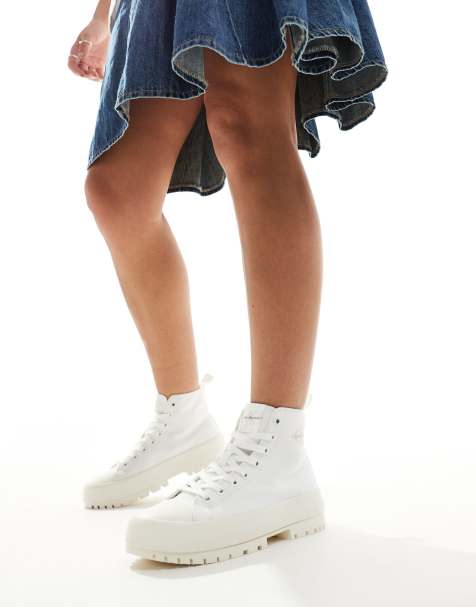 Calvin Klein Jeans lugged hi top sneakers in triple white - view 1