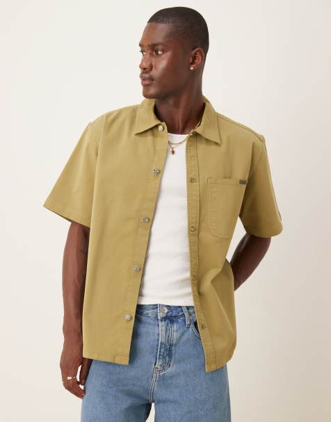 Calvin Klein Jeans relaxed utility short sleeve shirt in pale olive
