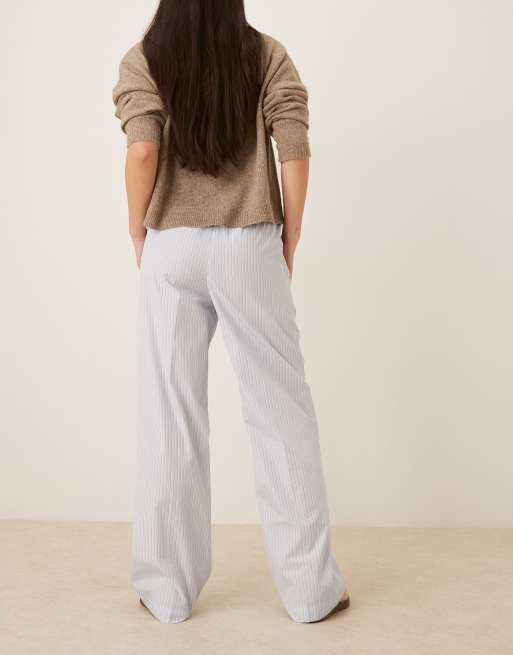 Calvin Klein Jeans - Lyseblå poplin-bukser med elastisk talje og nålestriber, 3 af 5