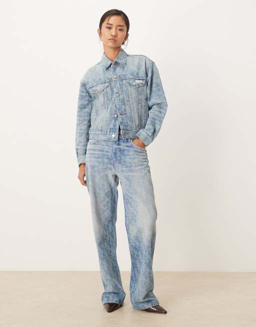 Calvin Klein Jeans - Lyseblå trucker-jakke i denim med logoprint , 2 af 4