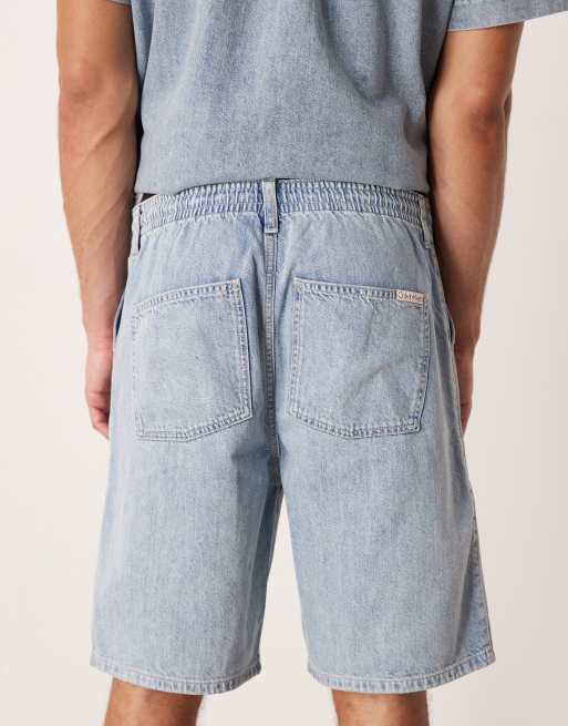 Calvin Klein Jeans - Lyseblå utility-denimshorts i hørblanding - Del af sæt, 5 af 5