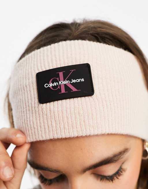 Calvin Klein Jeans - Lyserødt pandebånd med monogramlogo i gummieret strik, 2 af 4