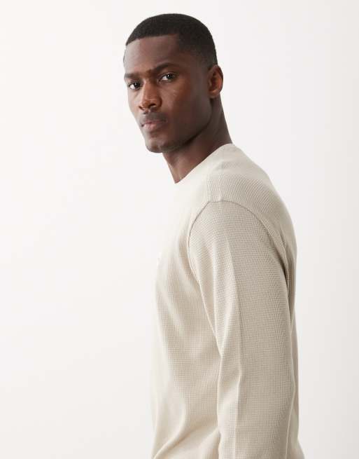 Calvin Klein Jeans - Maglietta a maniche lunghe blu navy a nido d'ape con stemma, 5 di 5