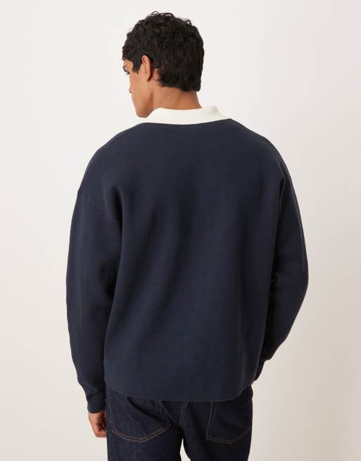 Calvin Klein Jeans - Maglione blu navy con colletto oversize, 3 di 5