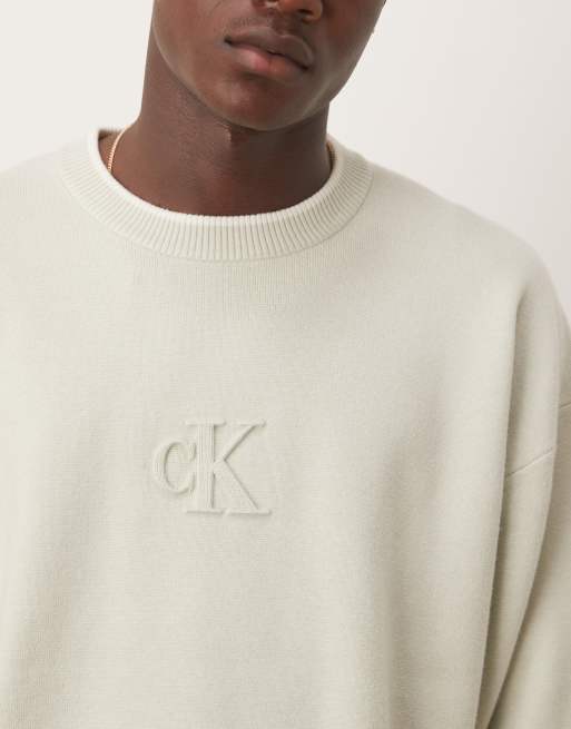Calvin Klein Jeans - Maglione con tinta verde e logo in rilievo al centro, 5 di 5