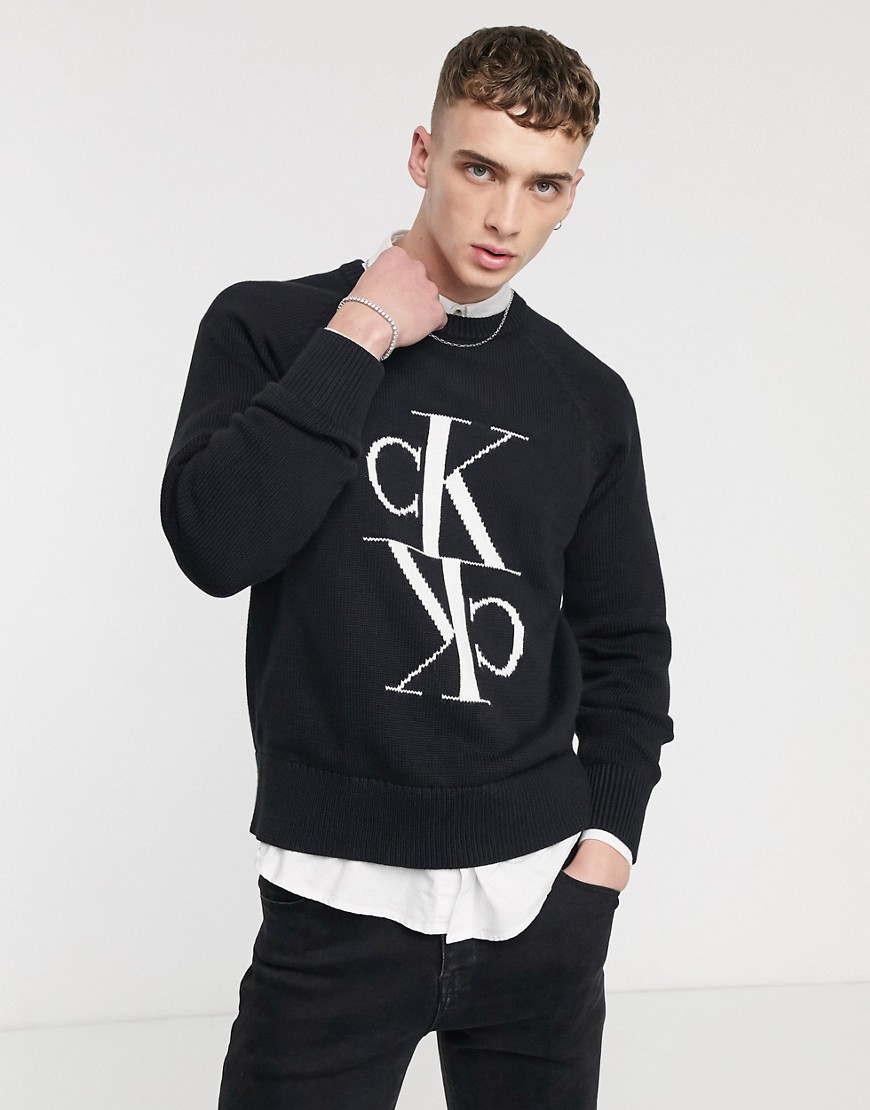 Calvin Klein Jeans - Maglione nero con monogramma speculare