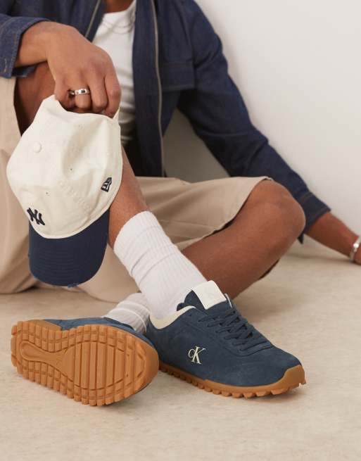 Calvin Klein Jeans – Marinblå, låga sneakers i mocka med gummisula, 3 av 5
