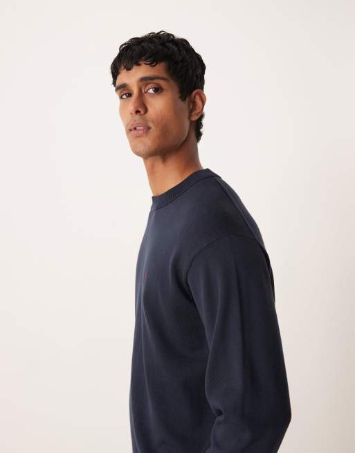 Calvin Klein Jeans – Marinblå, stickad tröja med kontrastfärgad logga, 4 av 5