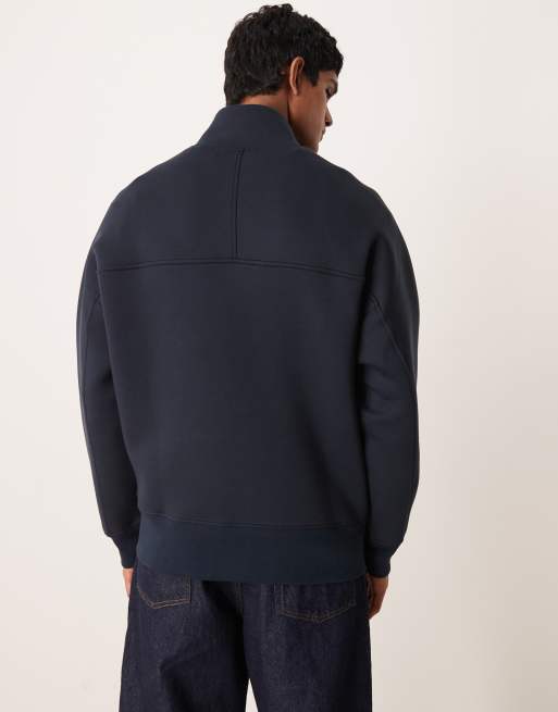 Calvin Klein Jeans – Marinblå sweatshirt med centrerade blockränder och kort dragkedja, 3 av 5