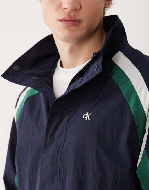 Calvin Klein Jeans - Marineblå og grøn vindjakke med farveblokke, 5 af 5