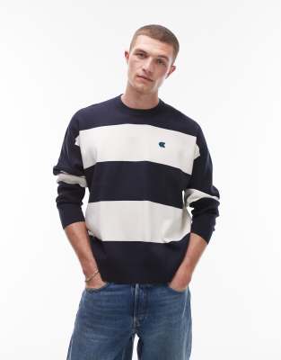 Calvin Klein Jeans - Marineblå og offwhite sweatshirt med striber - view 1