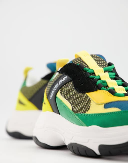 Calvin klein maya trainers green yellow shop white