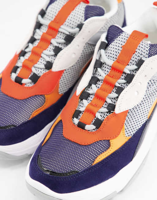 Calvin klein navy & deals orange marvin trainers