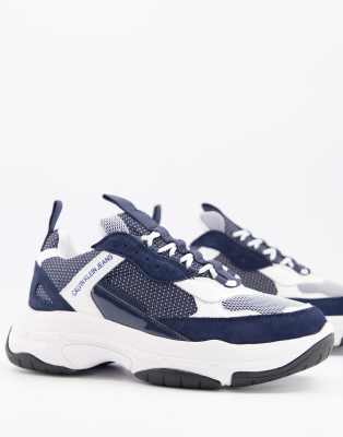 Calvin Klein Jeans marvin sneakers in navy and white-Multi