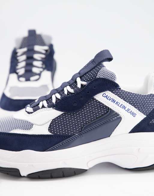 Calvin Klein Jeans marvin sneakers in navy and white ASOS