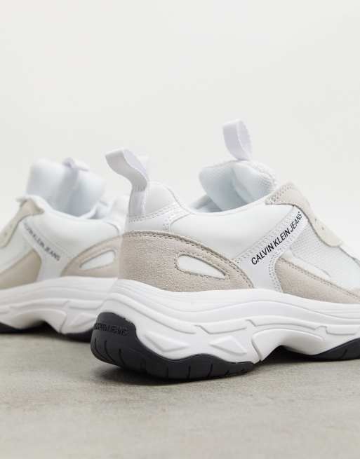 Calvin klein marvin chunky sole trainers in outlet white