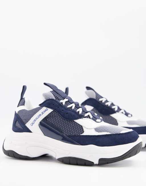 Calvin Klein Jeans marvin trainers in navy and white