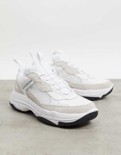 Calvin klein marvin chunky sales sole trainers in white