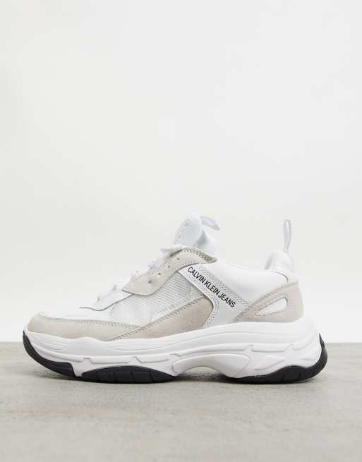 Calvin klein marvin chunky deals sole trainers in white