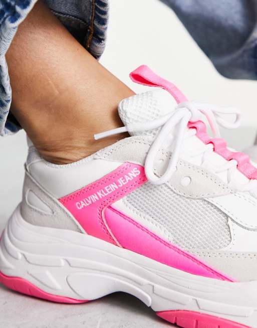 Klein Jeans chunky sneakers in white and pink mix | ASOS