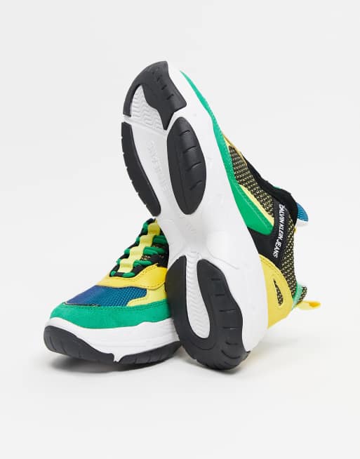 Calvin klein maya store trainers green yellow white