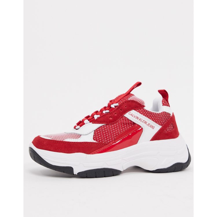 Calvin Klein Jeans maya trainers in white red