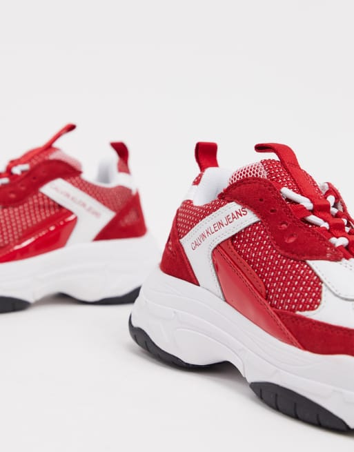 Calvin klein red clearance trainers