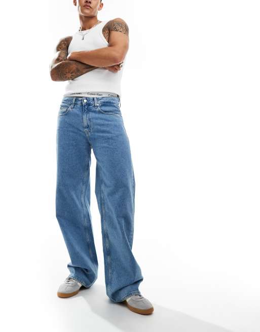 Calvin Klein Jeans – Mellanblå jeans med lös passform i 90-talsstil, 4 av 5