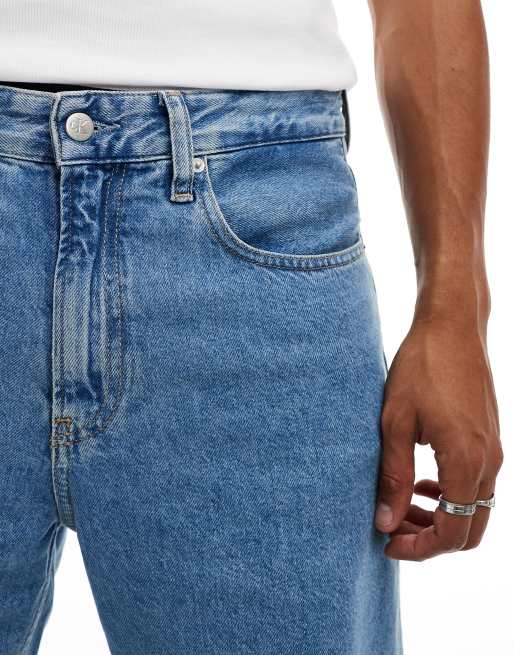 Calvin Klein Jeans – Mellanblå jeans med lös passform i 90-talsstil, 5 av 5