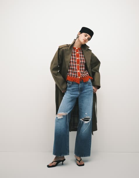 Calvin Klein Jeans – Mellanblå, tvättade, baggy jeans med låg midja och revor - view 1
