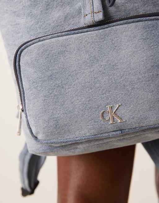 Calvin Klein Jeans - Mellemblå rygsæk med lomme i denim, 3 af 4