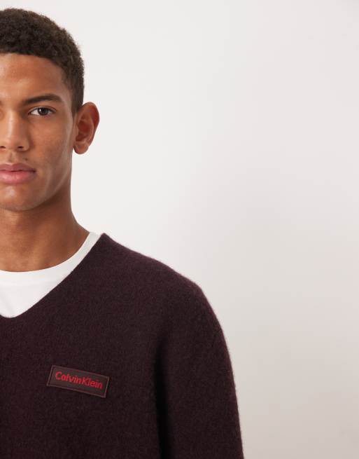 Calvin Klein Jeans merino wool jumper in mocha brown, 5 of 5