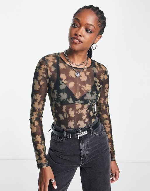 Calvin Klein For Uo Long-sleeve Cropped Top in Black