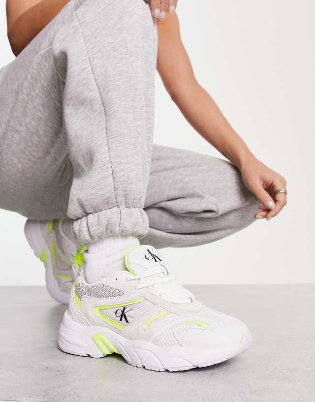 Calvin Klein Jeans mesh retro sneakers in white