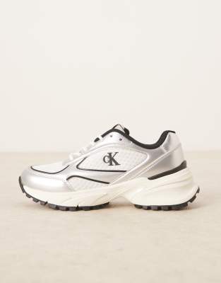 Calvin Klein Jeans Est.1978 Mesh Running Sneakers In White