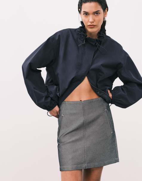 Calvin Klein Jeans metallic denim mini skirt in grey