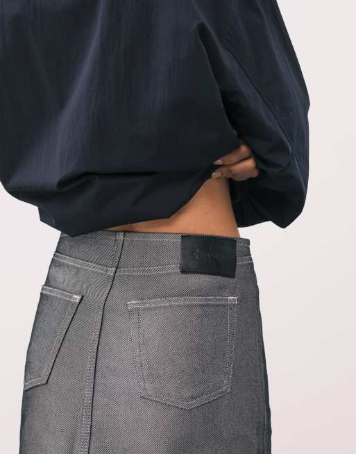 Calvin Klein Jeans metallic denim mini skirt in grey, 5 of 5