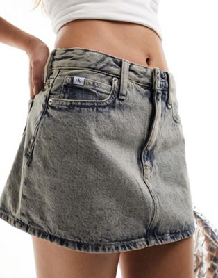 Calvin Klein Jeans micro mini skirt in mid wash | ASOS