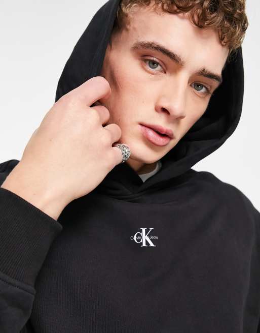 Calvin Klein Jeans MICRO MONOLOGO HOODIE Black - Fast delivery