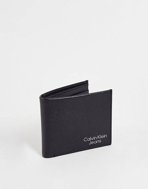 Mauve Blijkbaar specificatie Calvin Klein Jeans micro pebble bifold wallet in black | ASOS