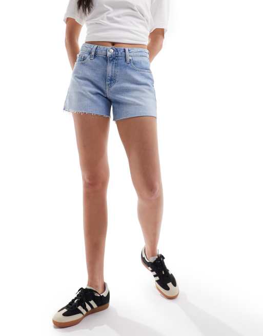 Mid rise denim shorts best sale