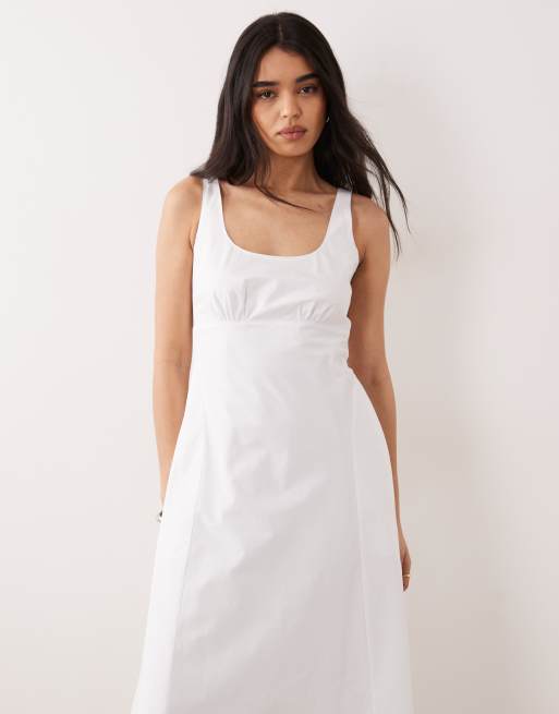 Calvin Klein Jeans – Midikleid aus Baumwoll-Popeline in Weiß, 2 von 4
