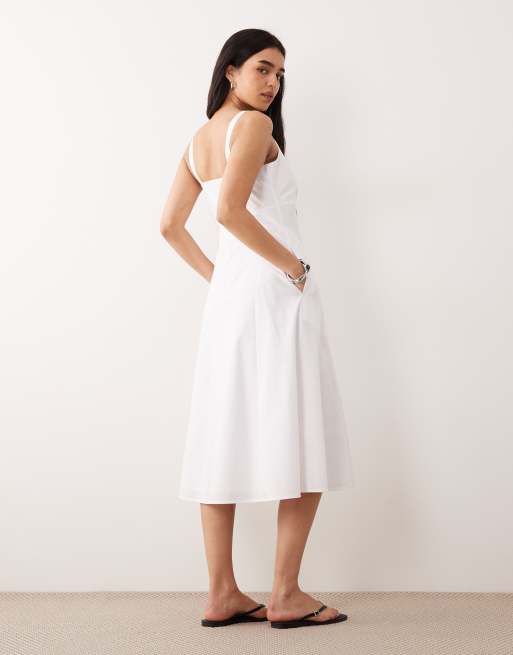 Calvin Klein Jeans – Midikleid aus Baumwoll-Popeline in Weiß, 3 von 4