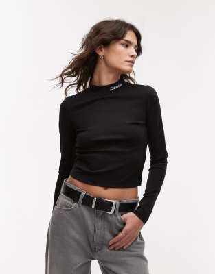 Calvin Klein Jeans - Milano - Langärmliges Jersey-Oberteil in CK-Schwarz