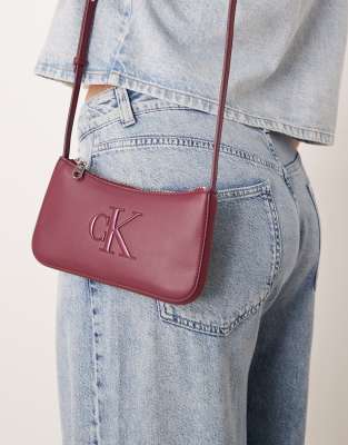 Calvin Klein Calvin Klein Jeans mini logo bag in burgundy-Pink