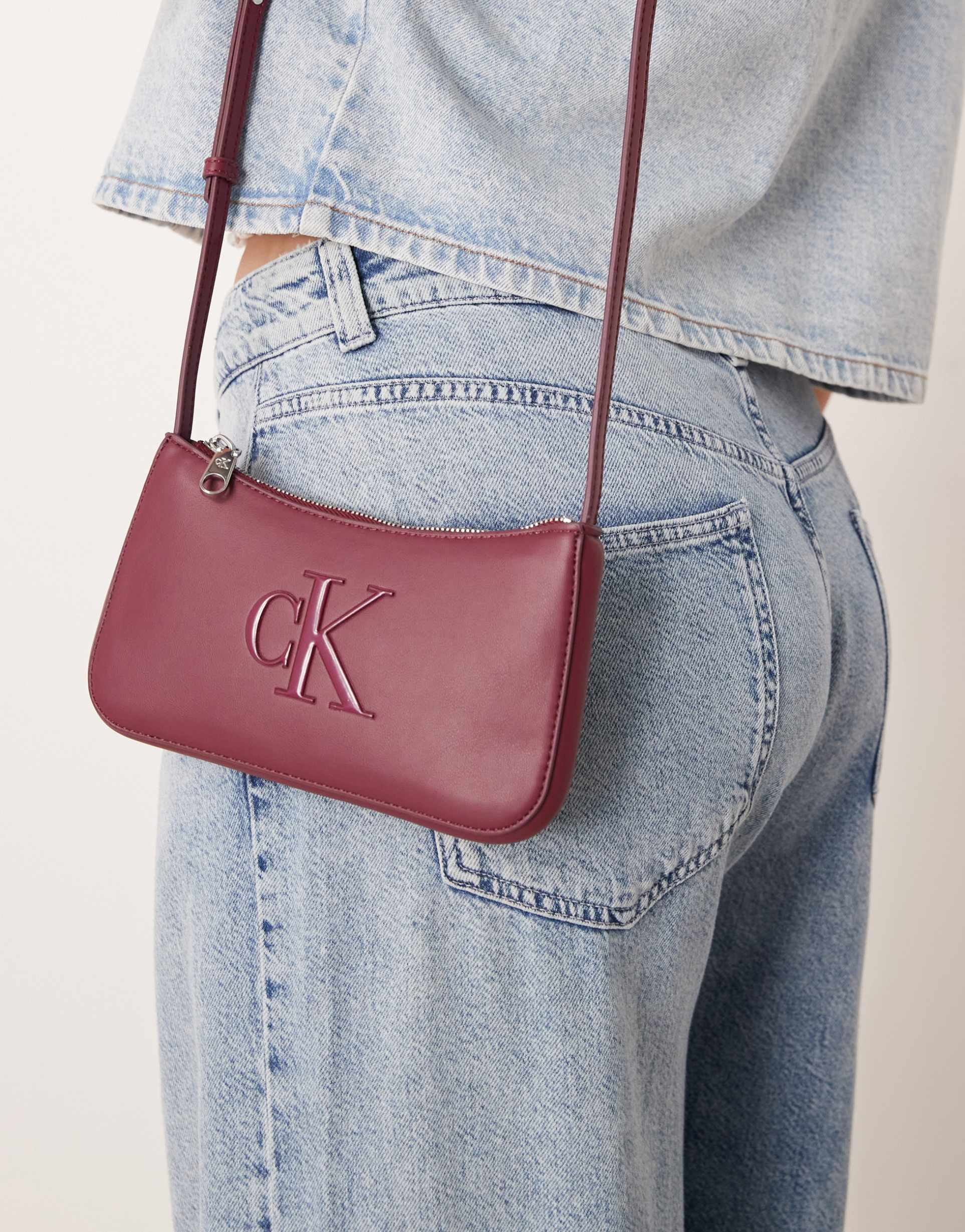 calvin klein jeans mini logo bag in pink