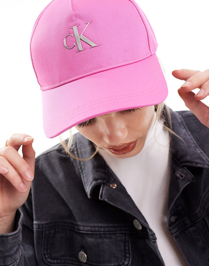Calvin Klein Jeans minimal monogram baseball cap in pink