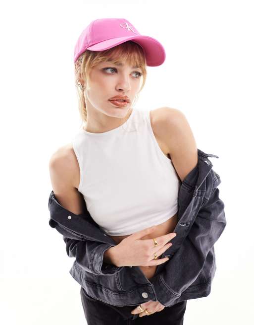 Calvin Klein Jeans minimal monogram baseball cap in pink | ASOS