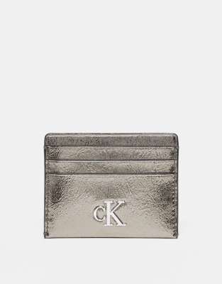 Calvin Klein Jeans minimal monogram cardcase in gunmetal-Silver