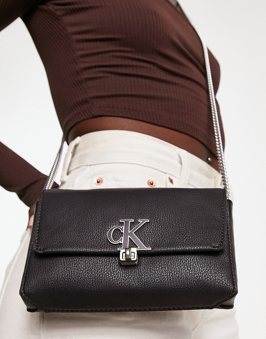 Calvin Klein Jeans Est.1978 Minimal Monogram Phone Crossbody Bag In Black